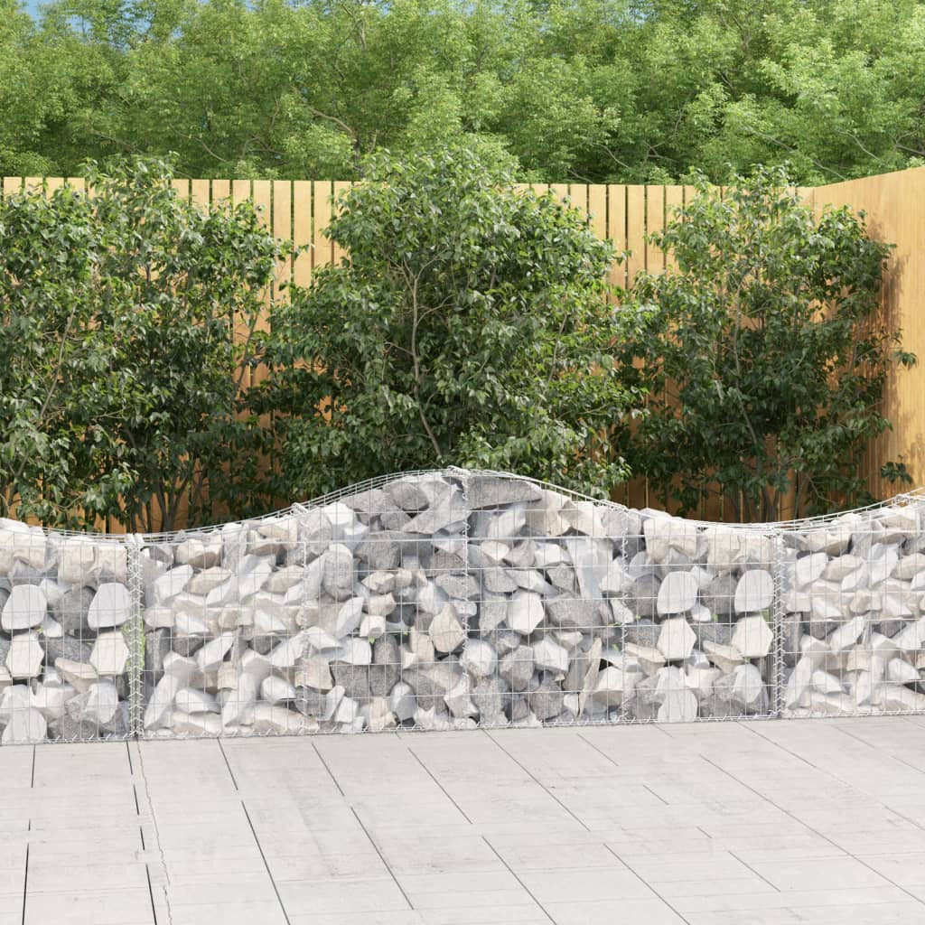 vidaXL Gabionen mit Hochbogen 18 Stk. 200x30x60/80 cm Verzinktes Eisen