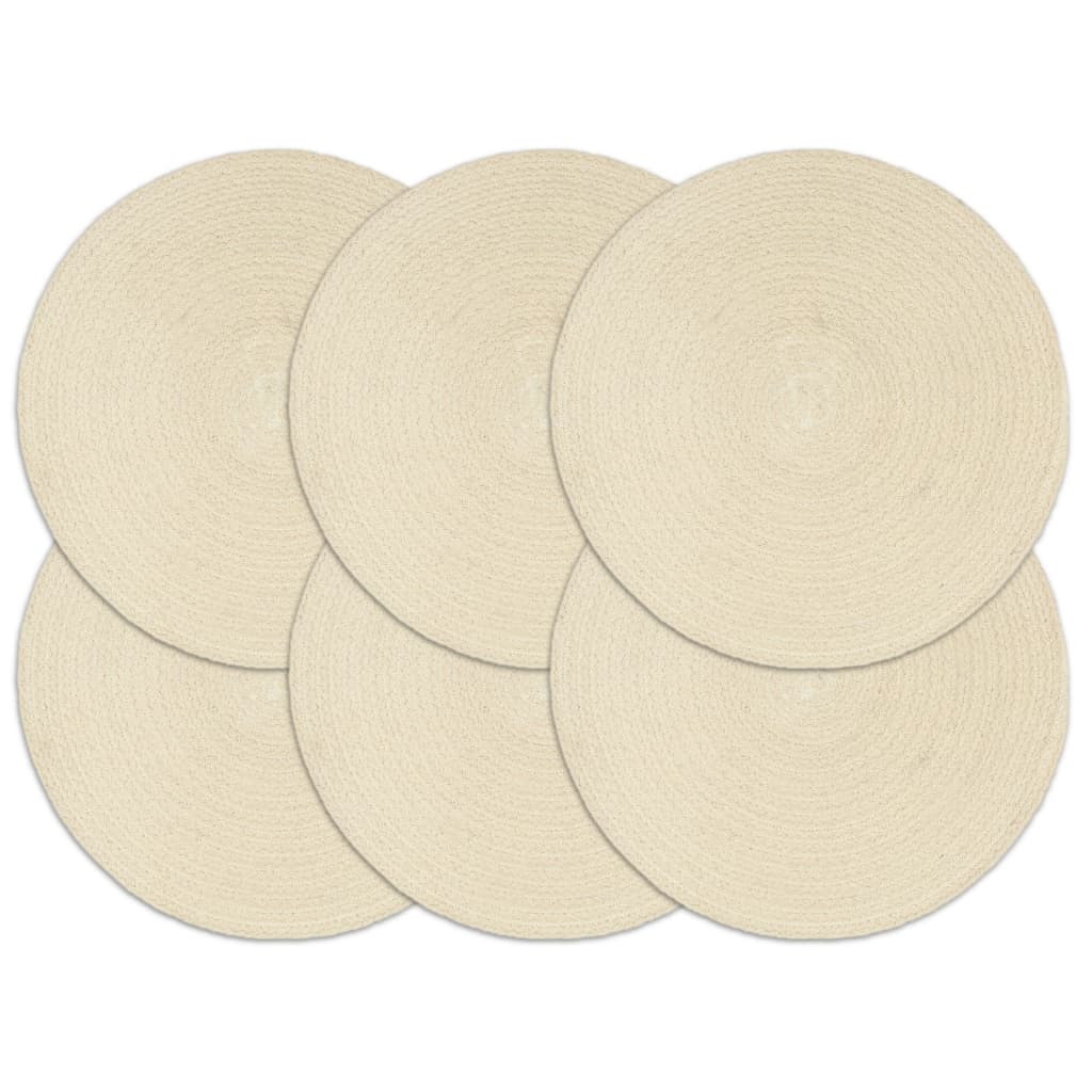 vidaXL Tischsets 6 Stk. Natur 38 cm Rund Baumwolle