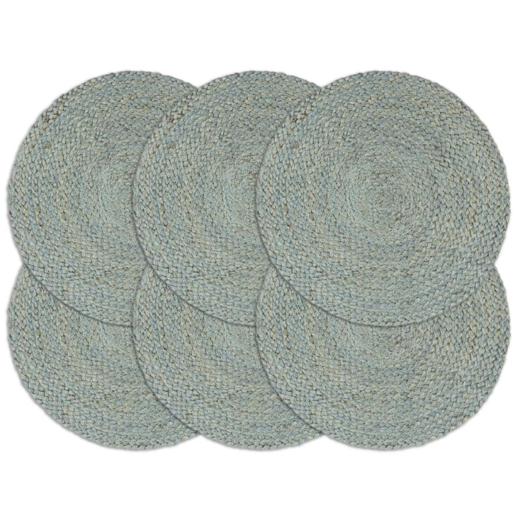 vidaXL Tischsets 6 Stk. Uni Olivgrün 38 cm Rund Jute