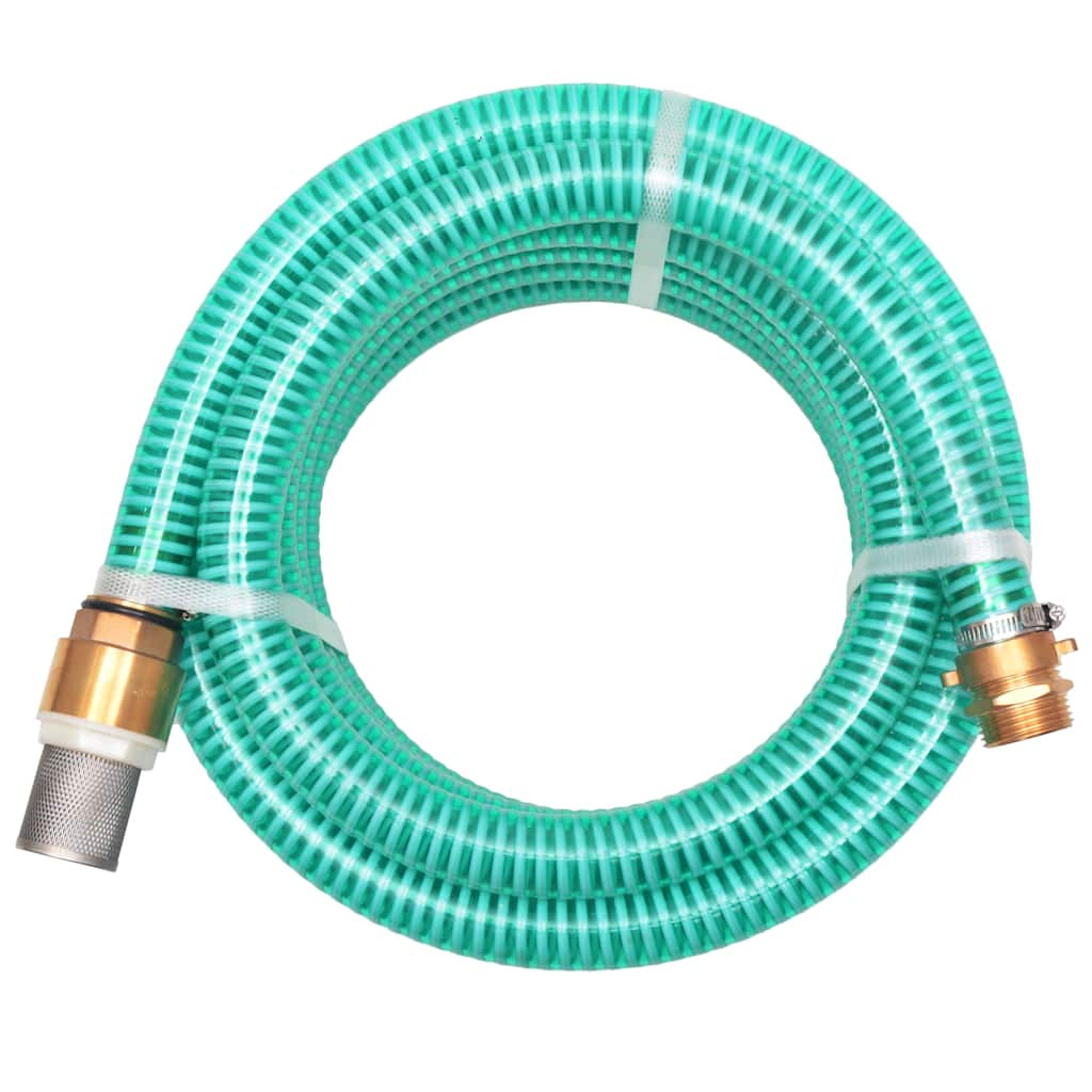 vidaXL Saugschlauch mit Messing-Anschlüssen 15 m 25 mm Grün
