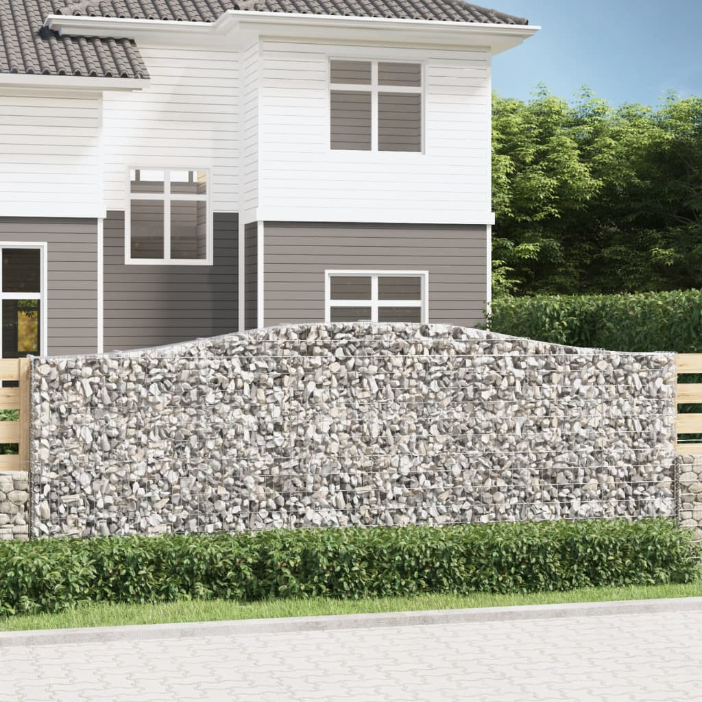 vidaXL Gabionen mit Hochbogen 15Stk. 400x30x140/160cm Verzinktes Eisen