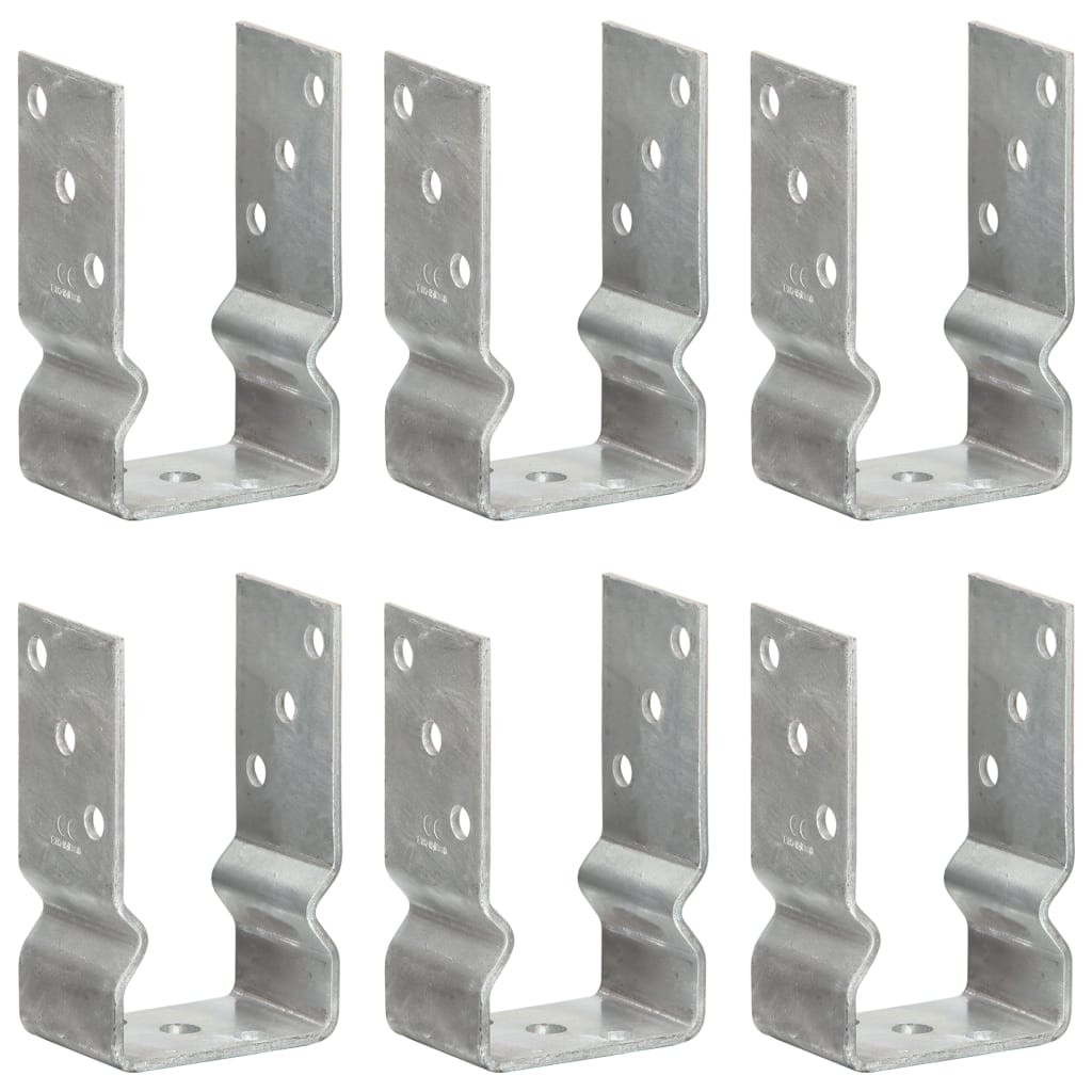 vidaXL Pfostenträger 6 Stk. Silbern 8×6×15 cm Verzinkter Stahl