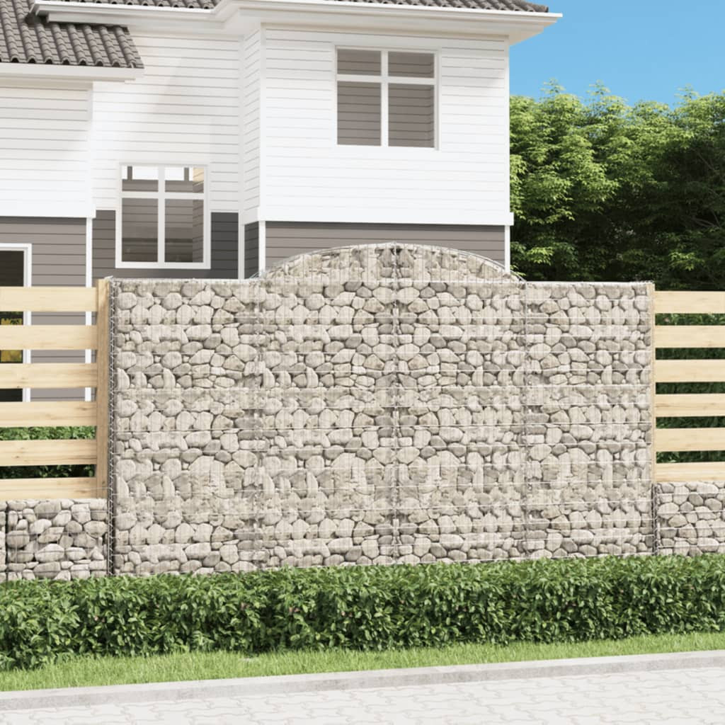 vidaXL Gabionen mit Hochbogen 8 Stk. 300x50x180/200cm Verzinktes Eisen