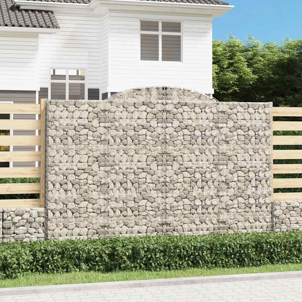 vidaXL Gabionen mit Hochbogen 12 Stk 300x50x200/220cm Verzinktes Eisen
