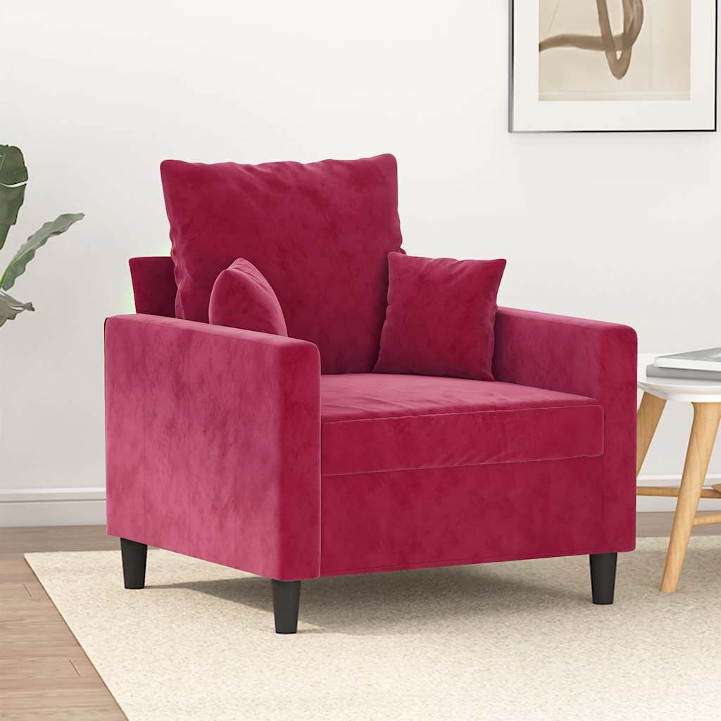 vidaXL Sessel Weinrot 60 cm Samt