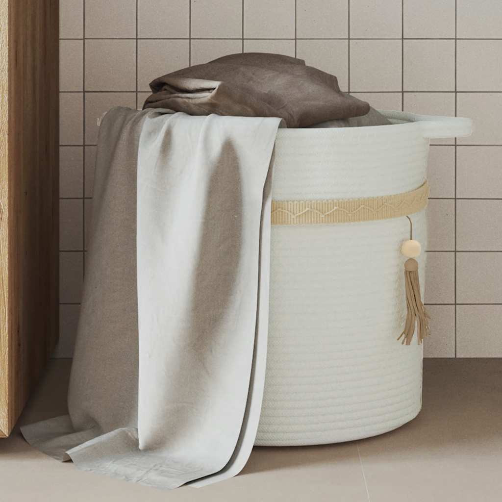 vidaXL Aufbewahrungskorb Weiß Ø38x36 cm Baumwolle