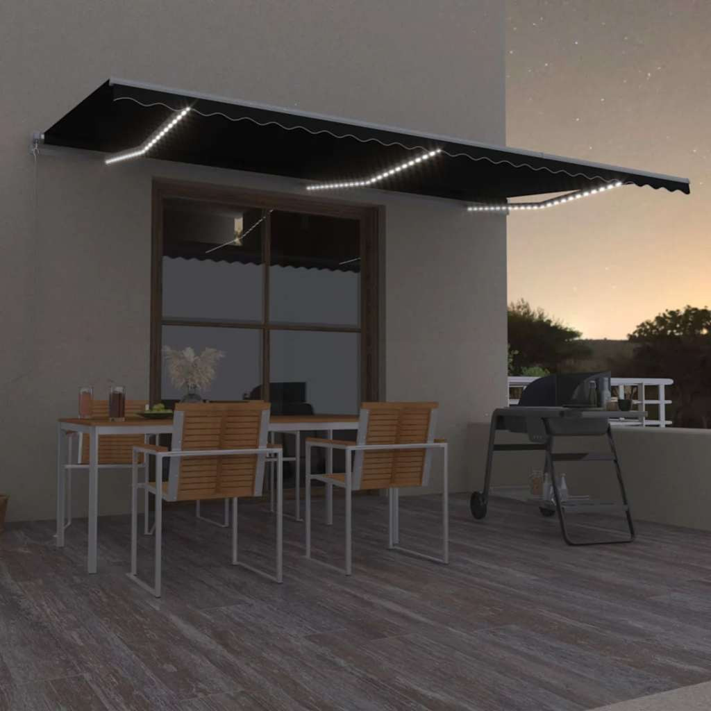 vidaXL Markise Manuell Einziehbar mit LED 600x300 cm Anthrazit
