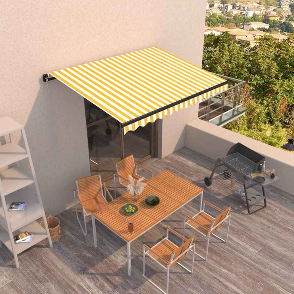 vidaXL Markise Manuell Einziehbar 350x250 cm Gelb und Weiß