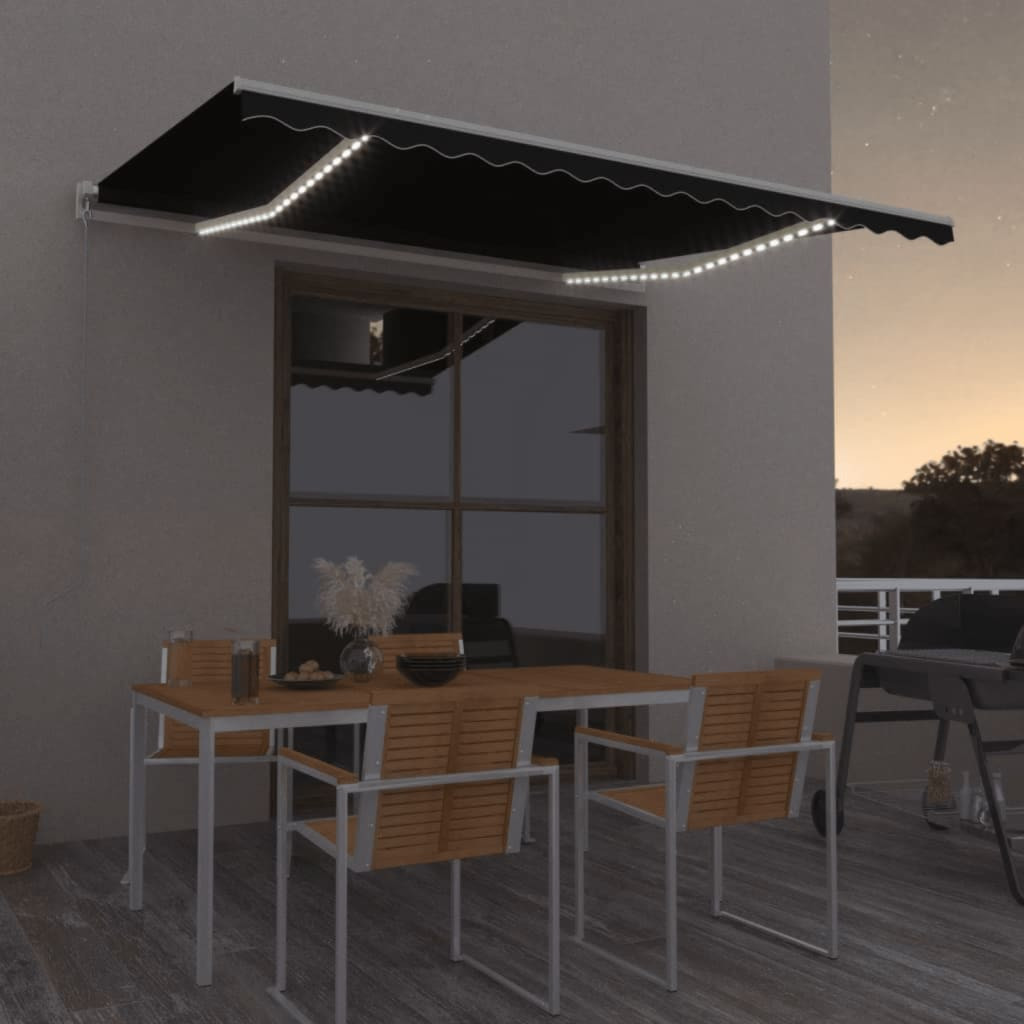 vidaXL Markise Manuell Einziehbar mit LED 450x350 cm Anthrazit