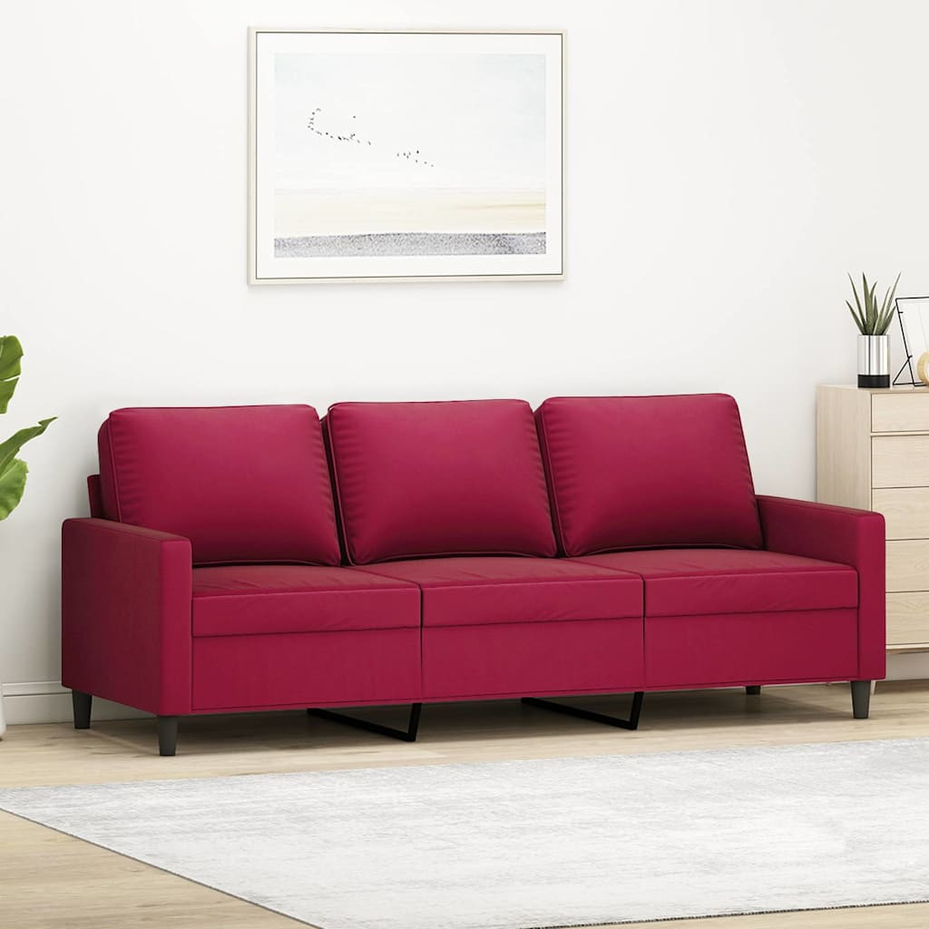 vidaXL 3-Sitzer-Sofa Weinrot 180 cm Samt