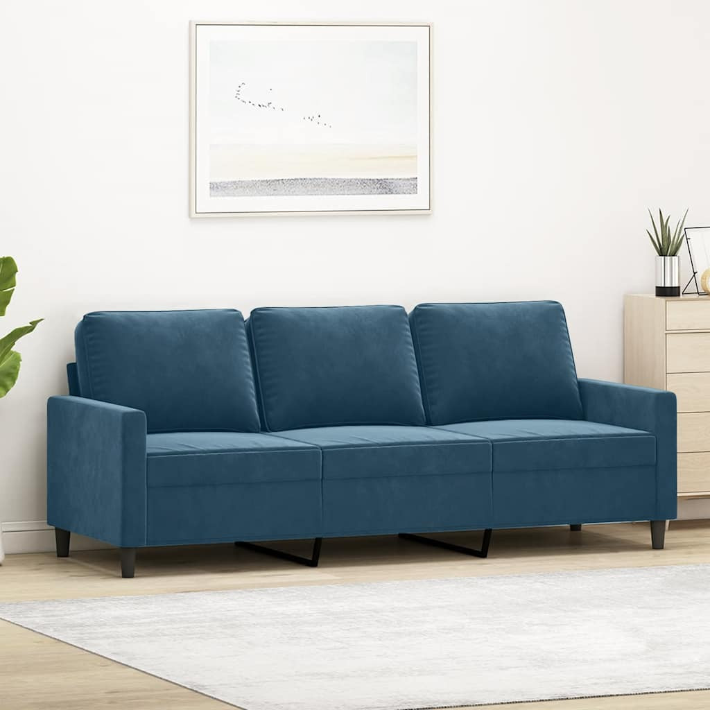 vidaXL 3-Sitzer-Sofa Blau 180 cm Samt