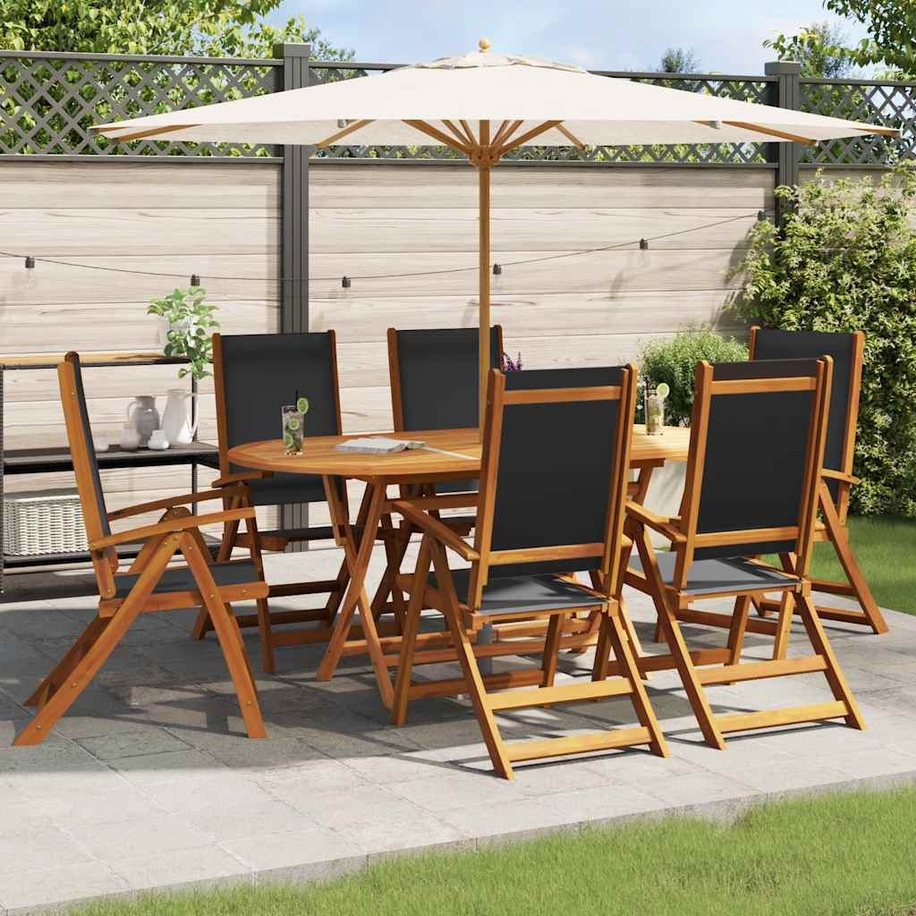 vidaXL Gartenstühle 6 Stk. Klappbar Massivholz Akazie und Textilene