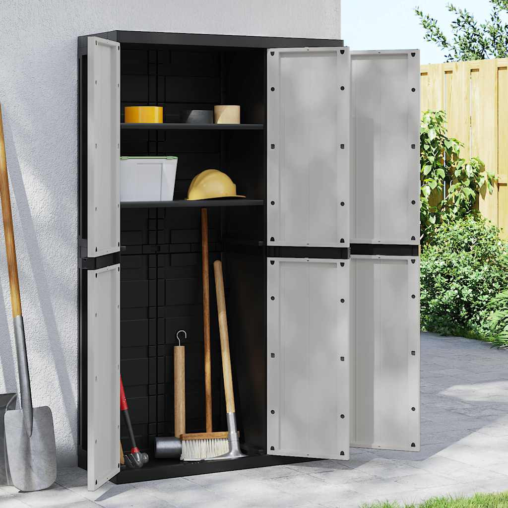 vidaXL Gartenschrank Grau und Schwarz 97x37x165 cm PP