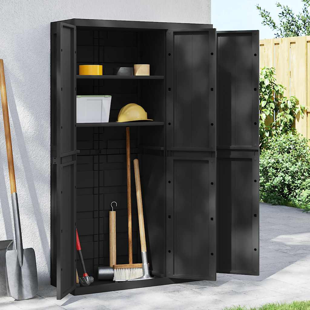 vidaXL Gartenschrank Schwarz 97x37x165 cm PP
