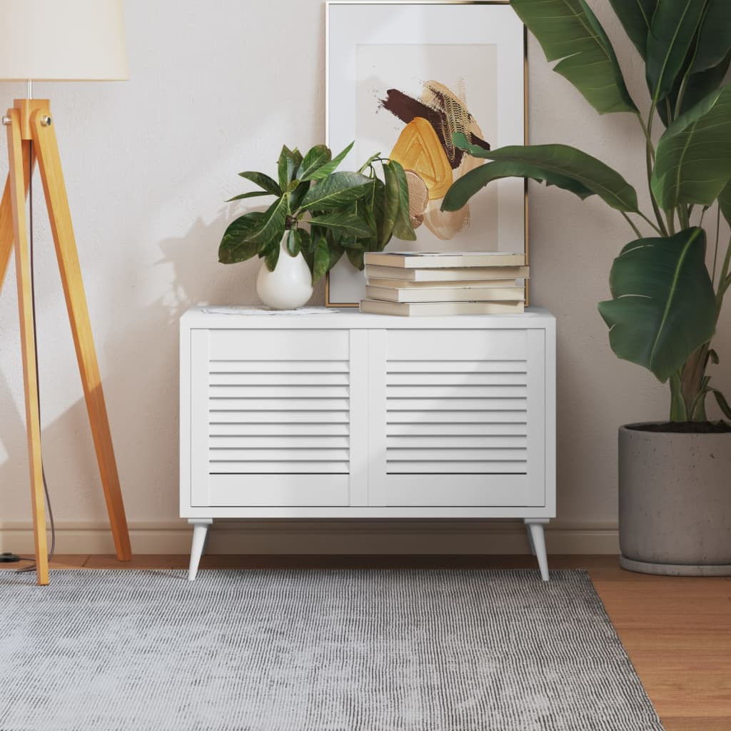 vidaXL Schranktüren Lamellen-Design 2 Stk Weiß 39,5x39,4 cm Massivholz