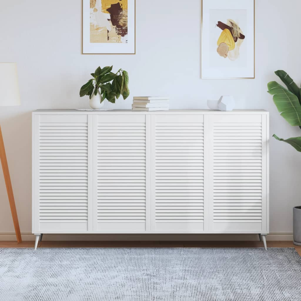 vidaXL Schranktüren Lamellen-Design 4 Stk Weiß 99,3x49,4 cm Massivholz