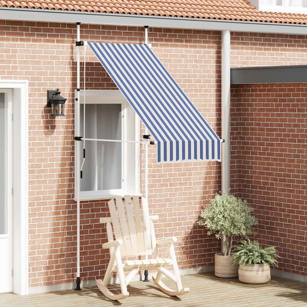 vidaXL Markise Einziehbar Handbetrieben 100 cm Blau/Weiß Gestreift