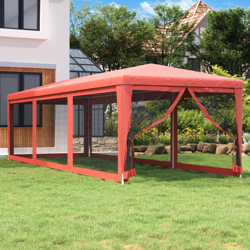 vidaXL Partyzelt mit 8 Mesh-Seitenwänden Rot 3x9 m HDPE