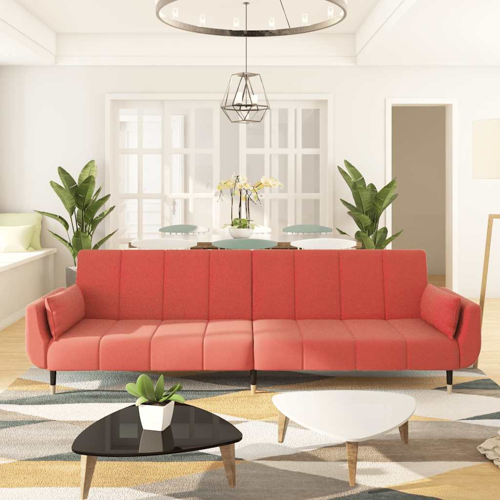 vidaXL Schlafsofa 2-Sitzer mit 2 Kissen Rosa Samt