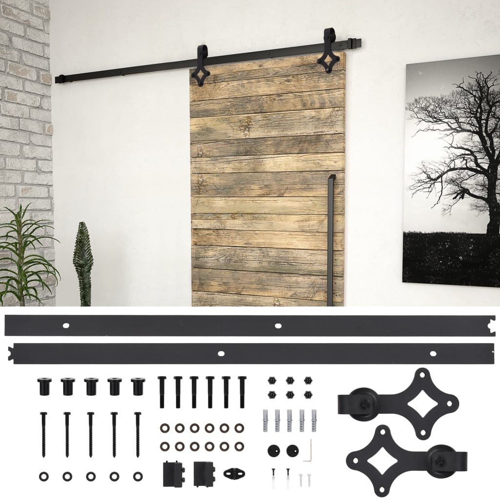 vidaXL Schiebetürbeschlag-Set SKIEN 200 cm Stahl Schwarz
