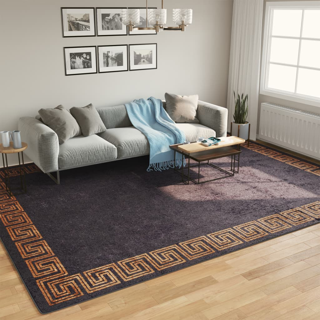vidaXL Teppich Waschbar Schwarz und Golden 400x300 cm