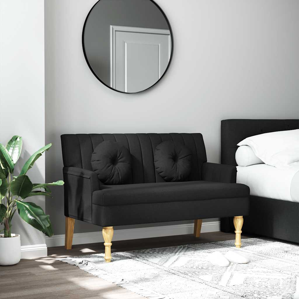 vidaXL Sitzbank mit Kissen Schwarz 113x64,5x75,5 cm Stoff
