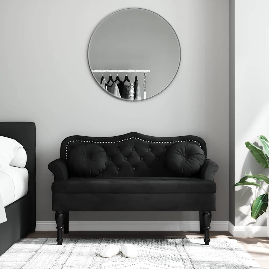 vidaXL Bank mit Kissen Schwarz 120,5 x 65 x 75 cm Samt