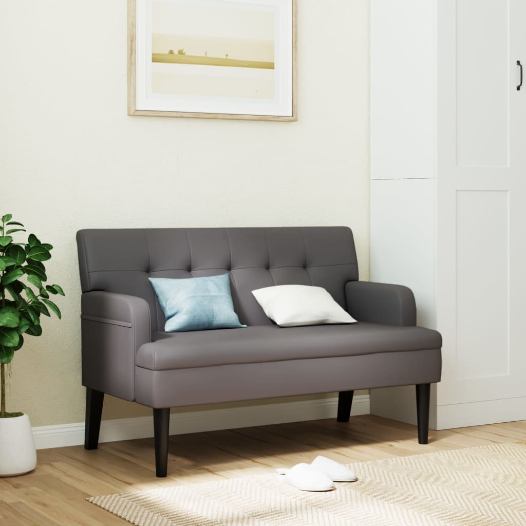 vidaXL Sitzbank mit Rückenlehne Grau 112x65,5x75 cm Kunstleder