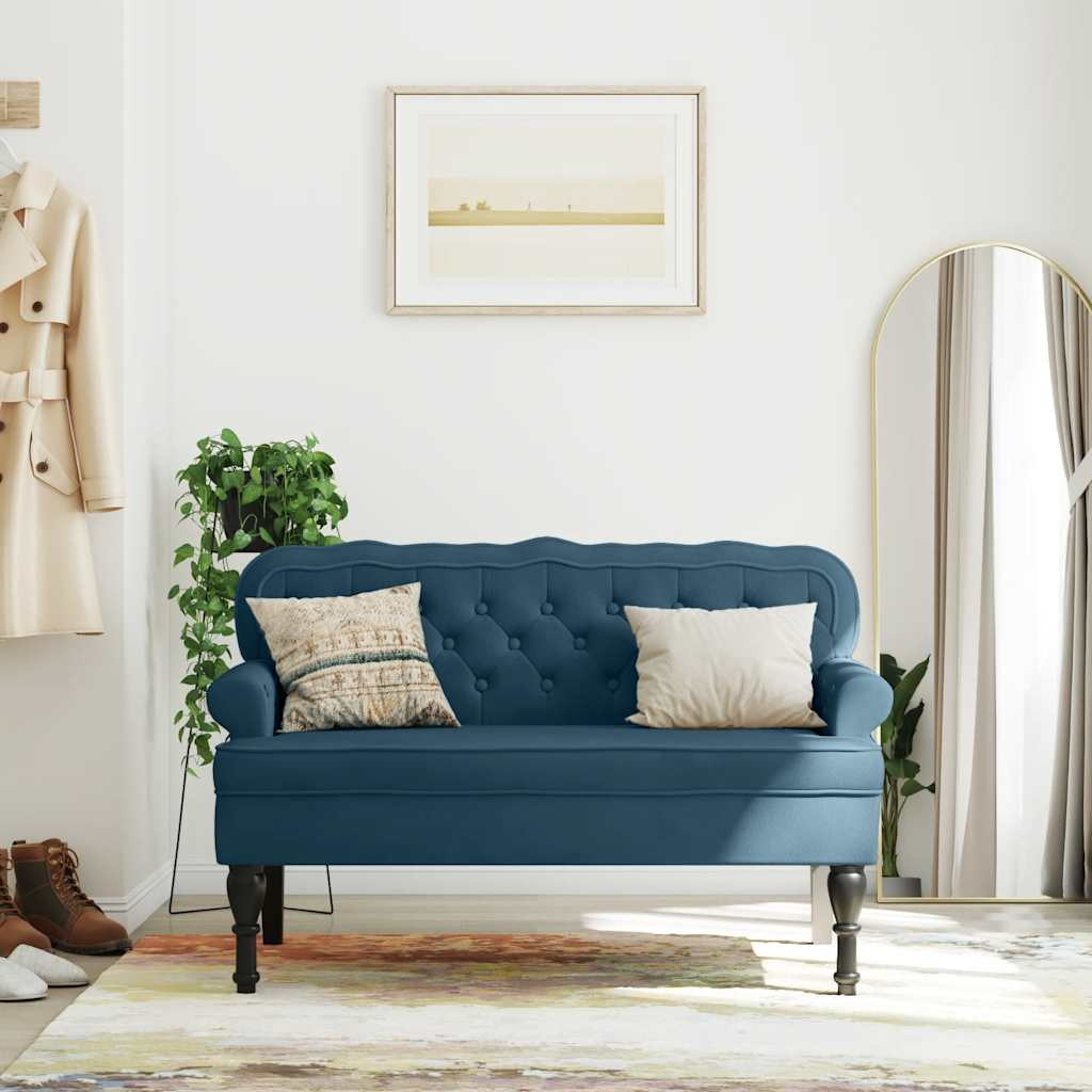vidaXL Sitzbank mit Rückenlehne Blau 119,5x64,5x75 cm Samt