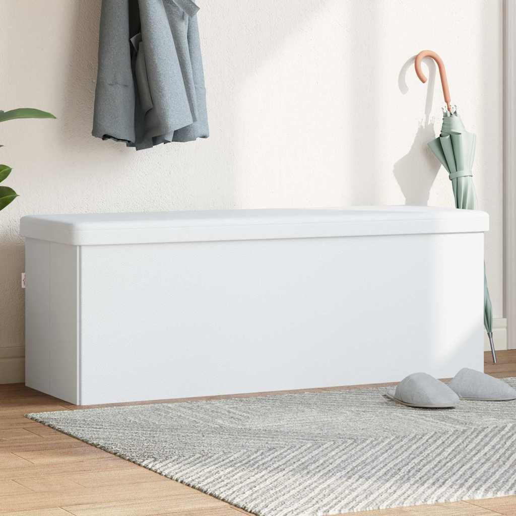 vidaXL Sitzbank mit Stauraum Faltbar Weiß PVC