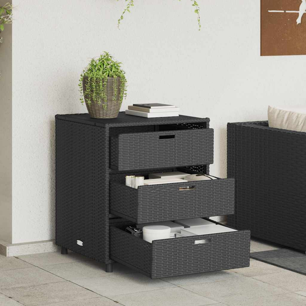 vidaXL Gartenschrank Schwarz 55x59x69 cm Poly Rattan