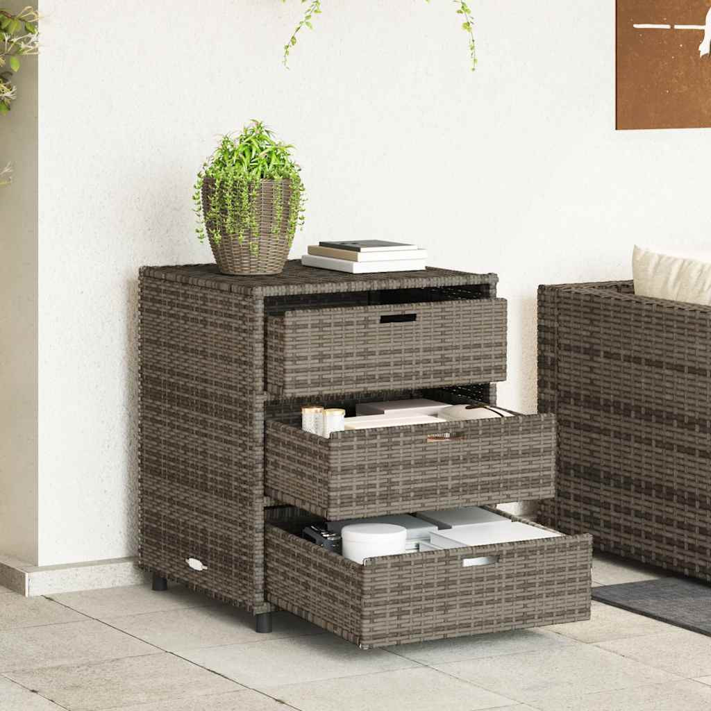 vidaXL Gartenschrank Grau 55x59x69 cm Poly Rattan