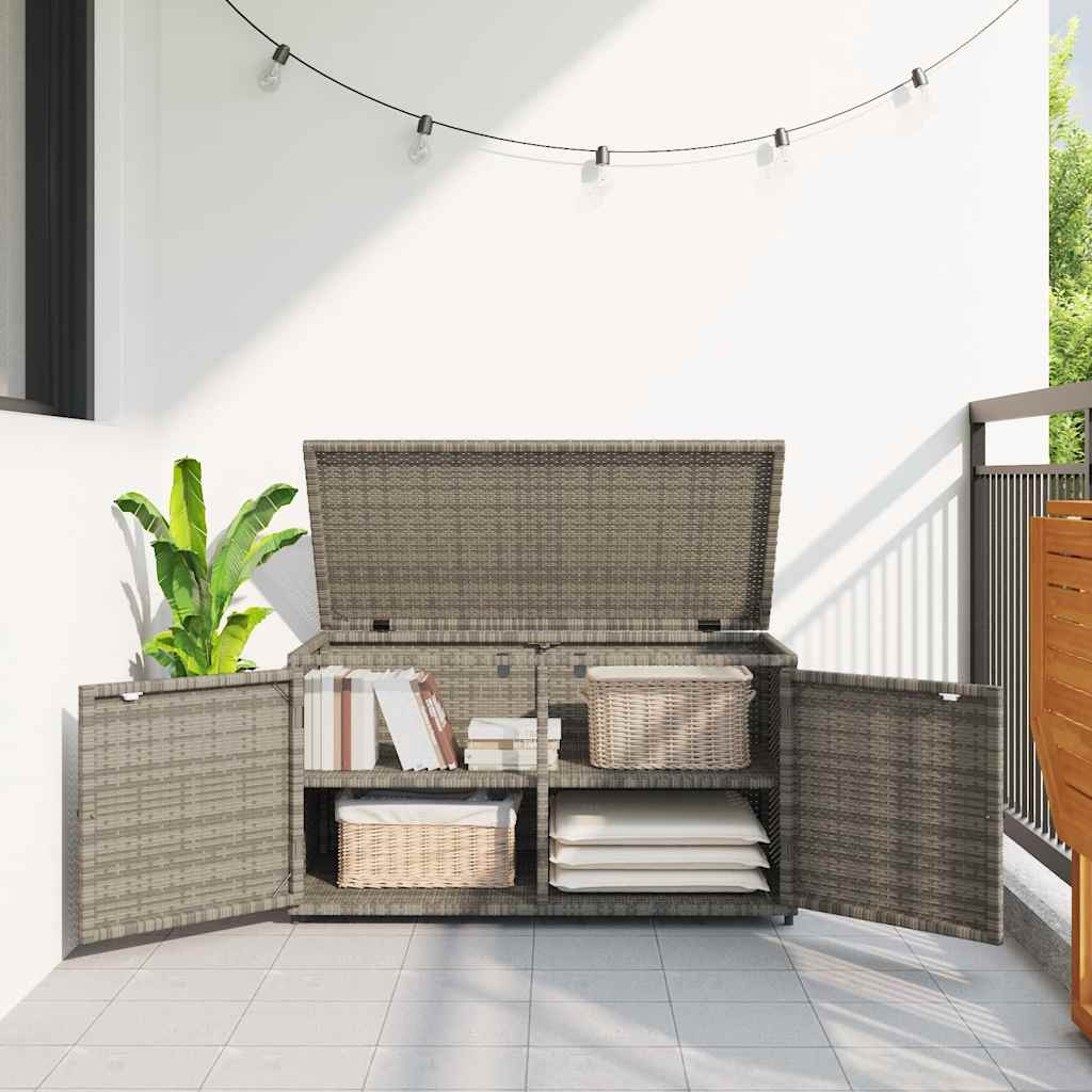 vidaXL Gartenschrank Grau 110x55x60,5 cm Poly Rattan