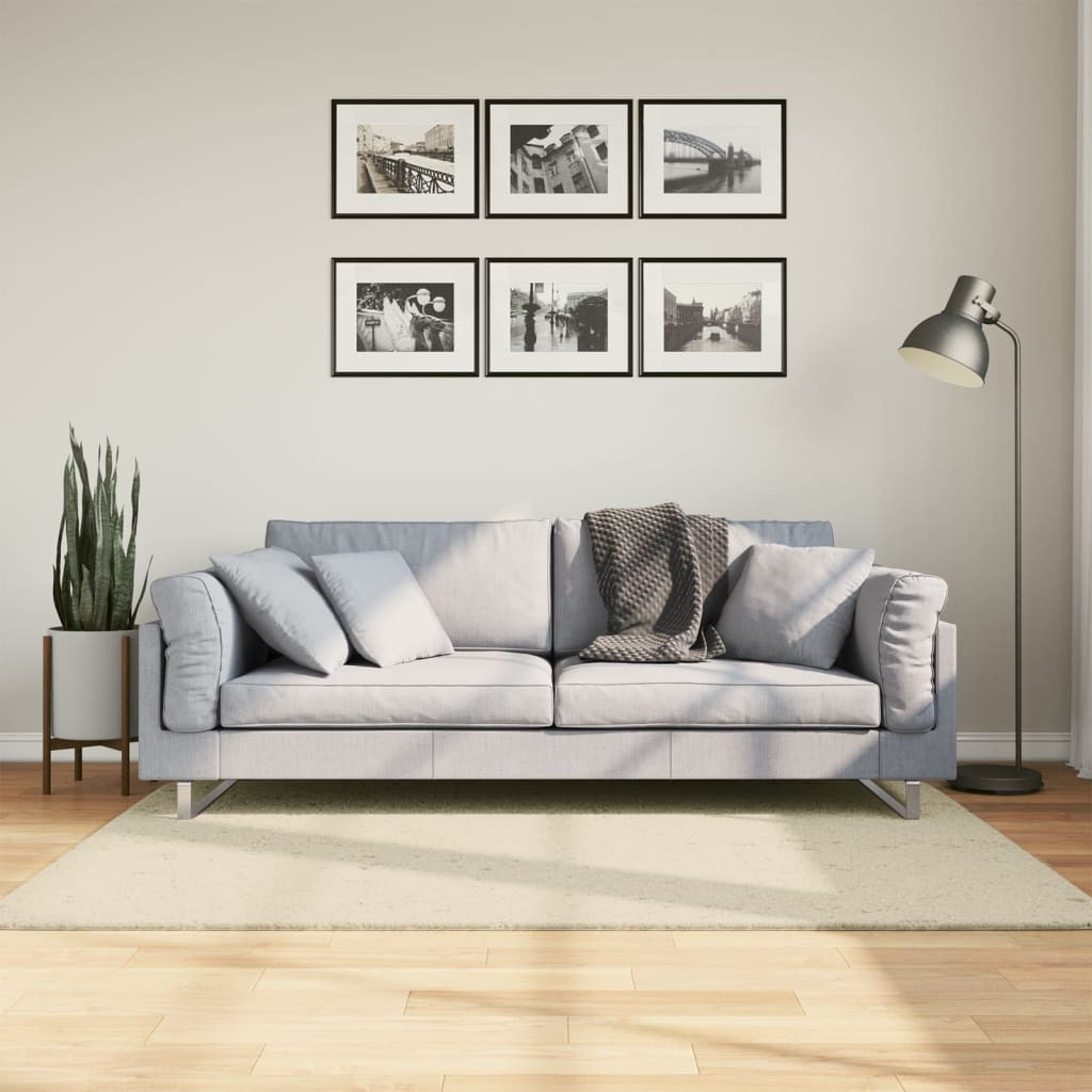 vidaXL Teppich HUARTE Kurzflor Weich und Waschbar Creme 120x170 cm