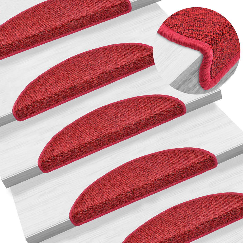 vidaXL Stufenmatten 10 Stk. 56x17x3 cm Rot Halbrund