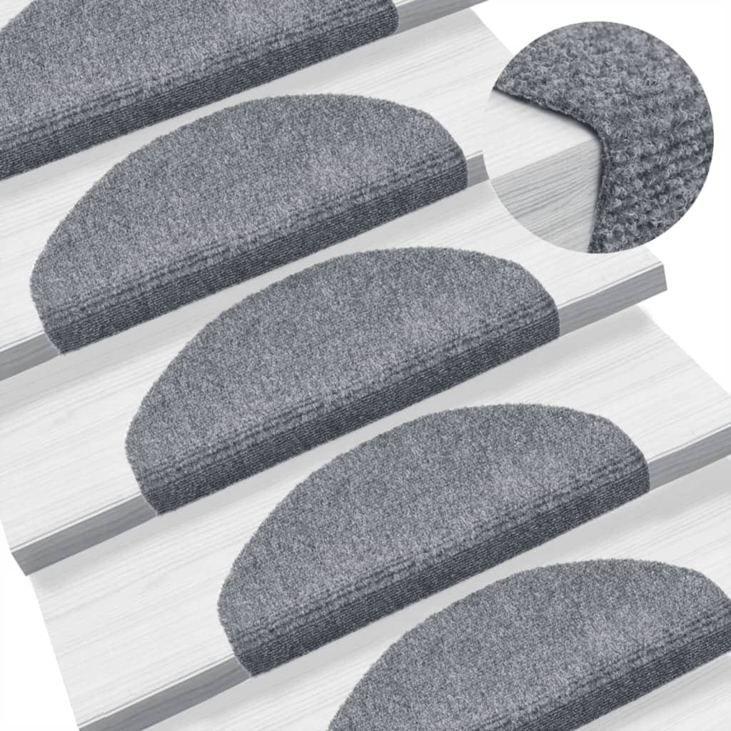 vidaXL Stufenmatten Selbstklebend 10 Stk. 65x21x4 cm Hellgrau Halbrund Groß