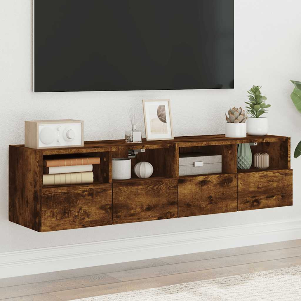 vidaXL TV-Wandschränke 2 Stk. Räuchereiche 60x30x30 cm Holzwerkstoff