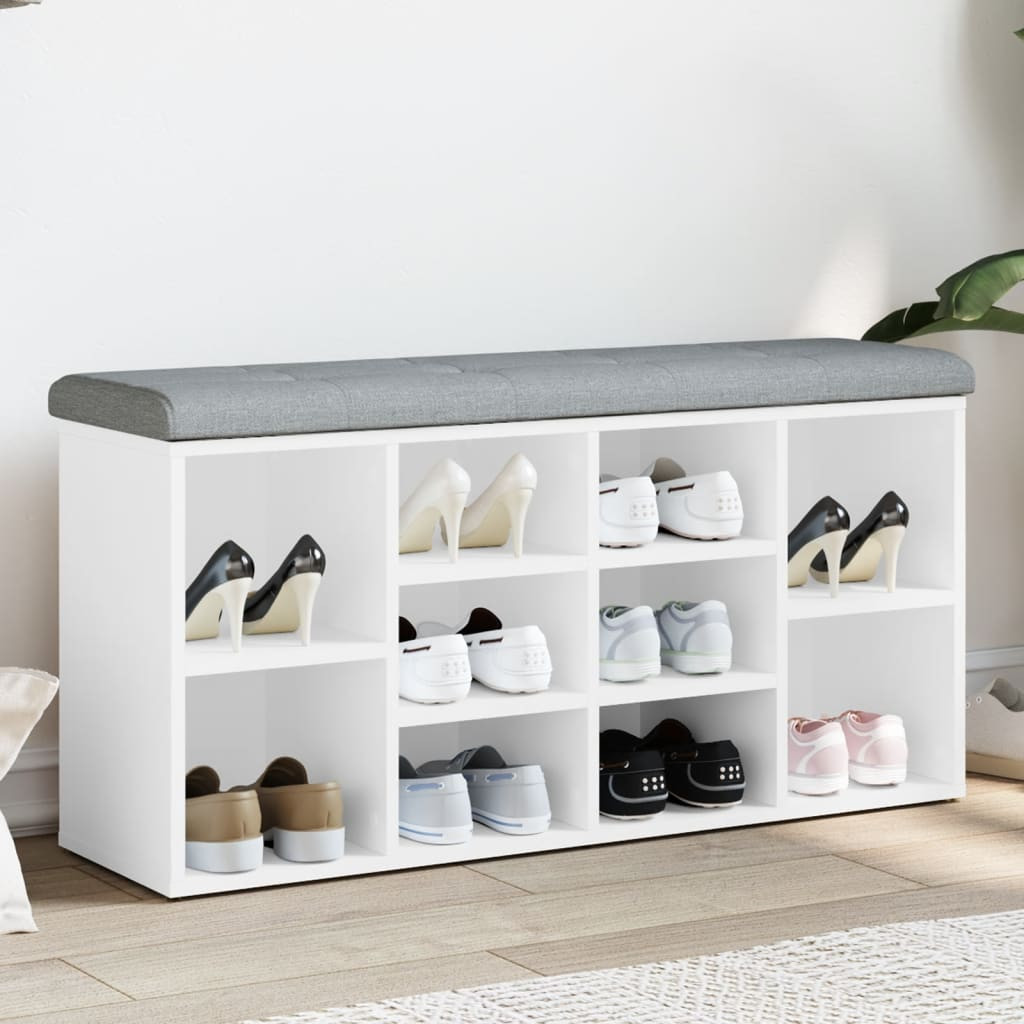 vidaXL Schuhbank Weiß 102 x 32 x 50 cm Holzwerkstoff