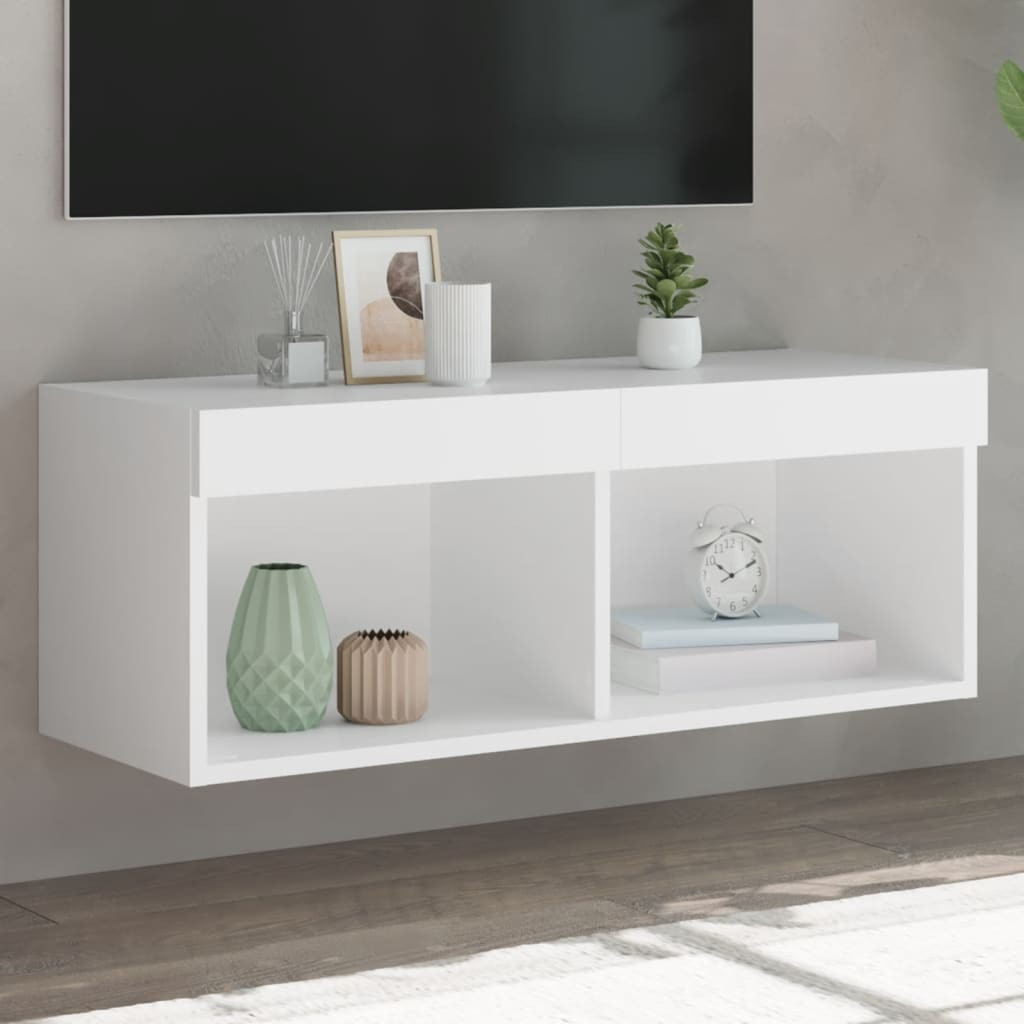 vidaXL TV-Schrank mit LED-Leuchten Weiß 80x30x30 cm