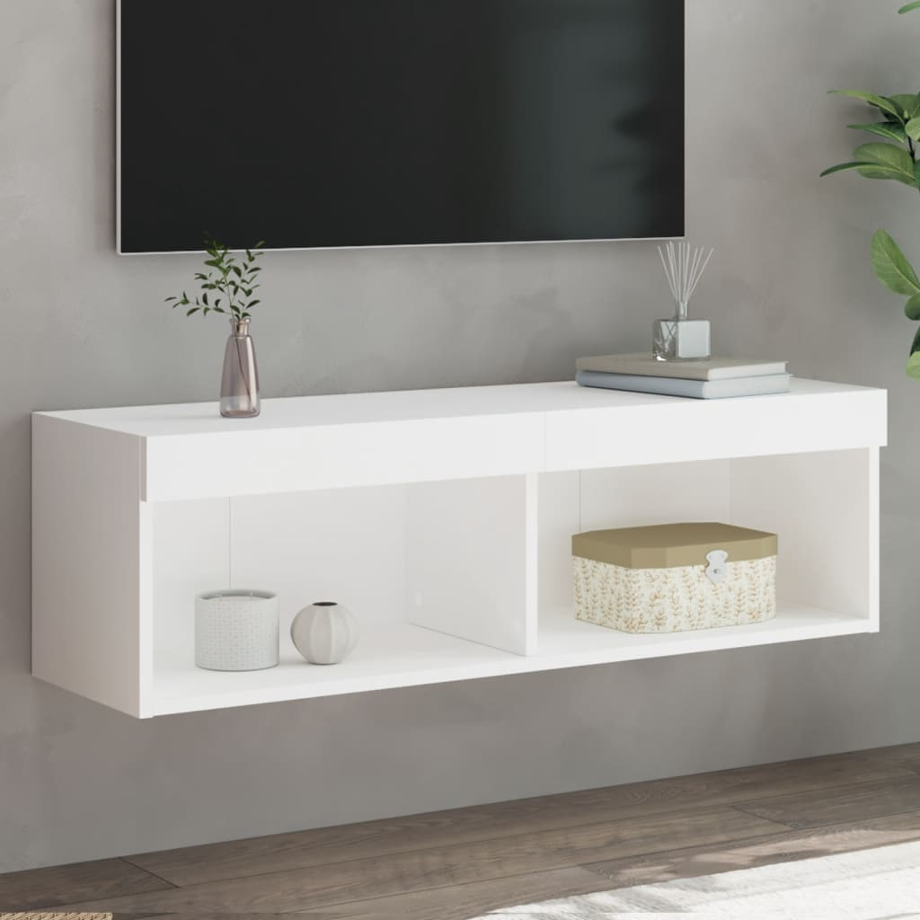 vidaXL TV-Schrank mit LED-Leuchten Weiß 100x30x30 cm