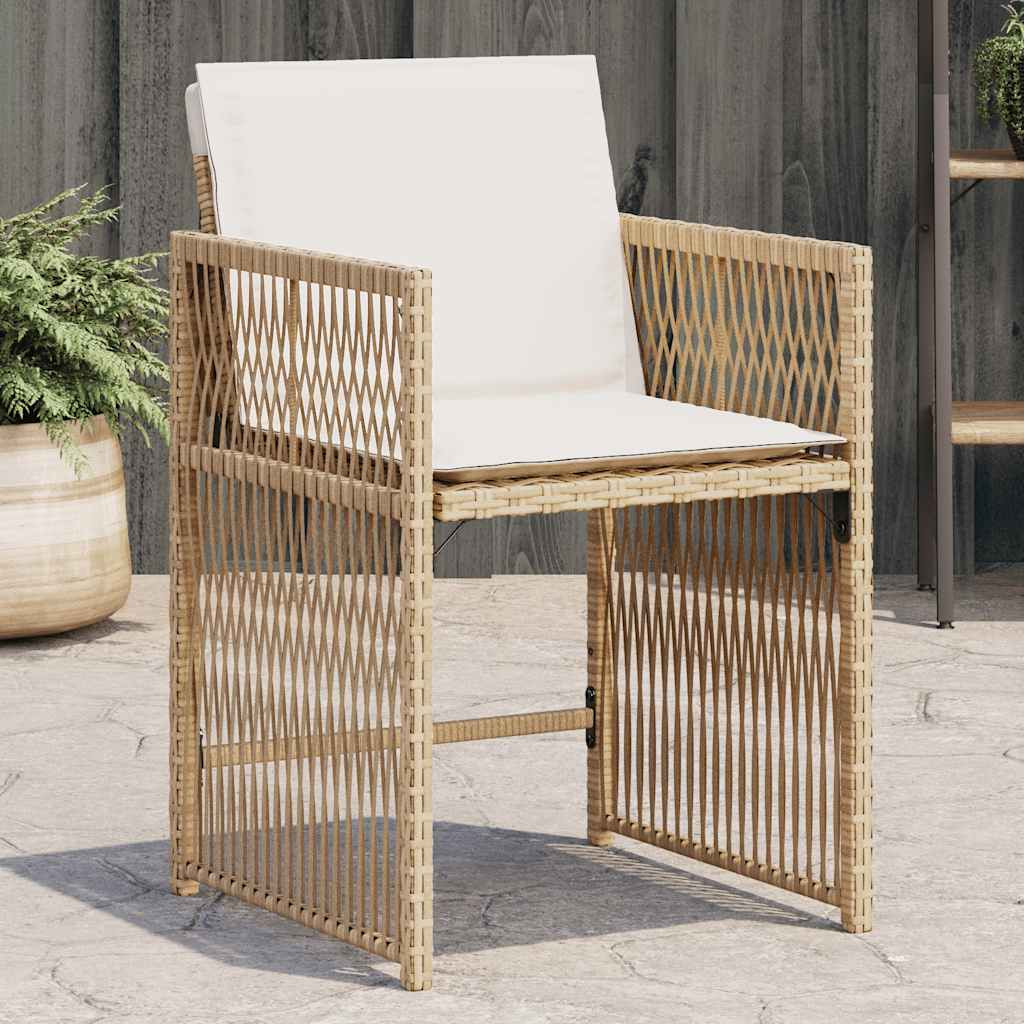 vidaXL Gartenstühle mit Kissen 4 Stk. Beige Poly Rattan