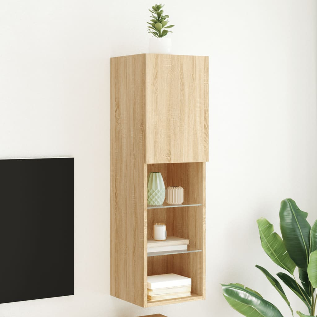 vidaXL TV-Schrank mit LED-Leuchten Sonoma-Eiche 30,5x30x102 cm