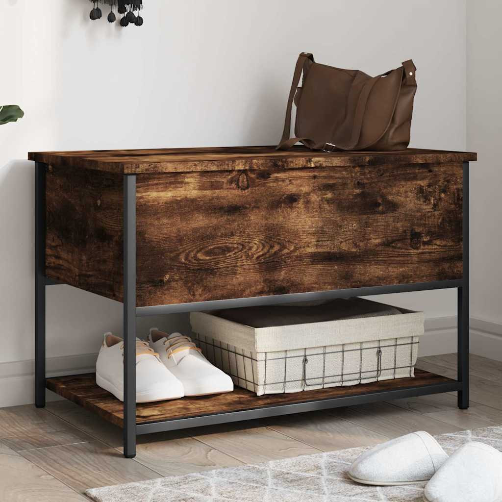 vidaXL Sitzbank mit Stauraum Räuchereiche 70x42,5x47 cm Holzwerkstoff