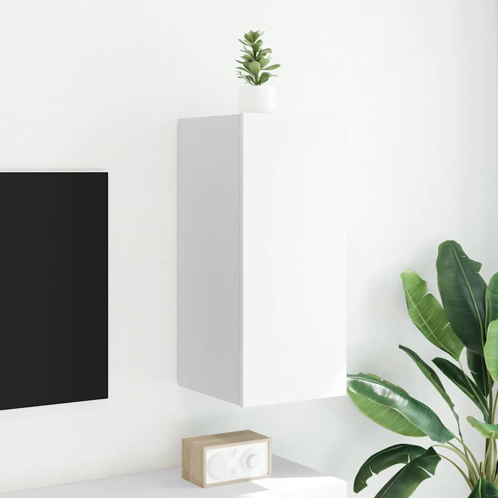 vidaXL TV-Wandschrank mit LED-Leuchten Weiß 30,5x35x70 cm