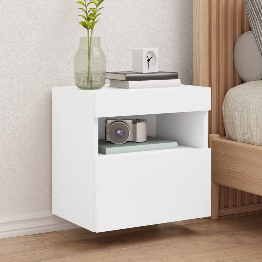 vidaXL TV-Wandschrank mit LED-Leuchten Weiß 40x30x40 cm
