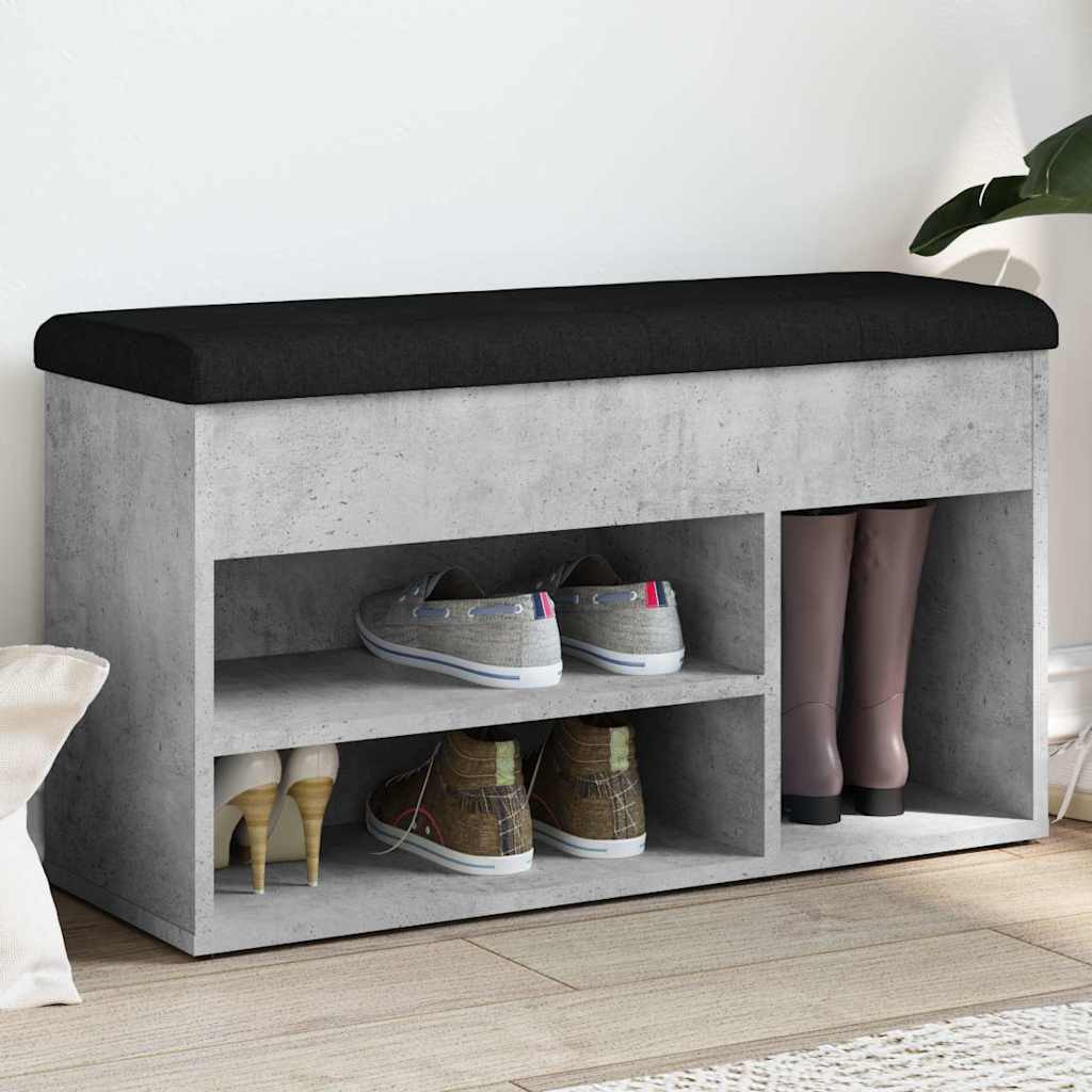 vidaXL Schuhbank Betongrau 82x32x45,5 cm Holzwerkstoff