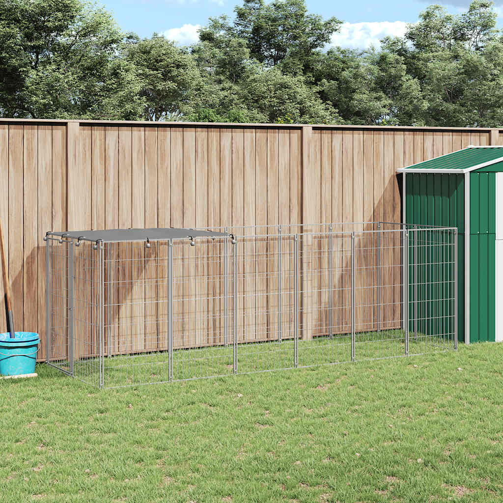 vidaXL Hundezwinger Silbern 330x110x110 cm Stahl