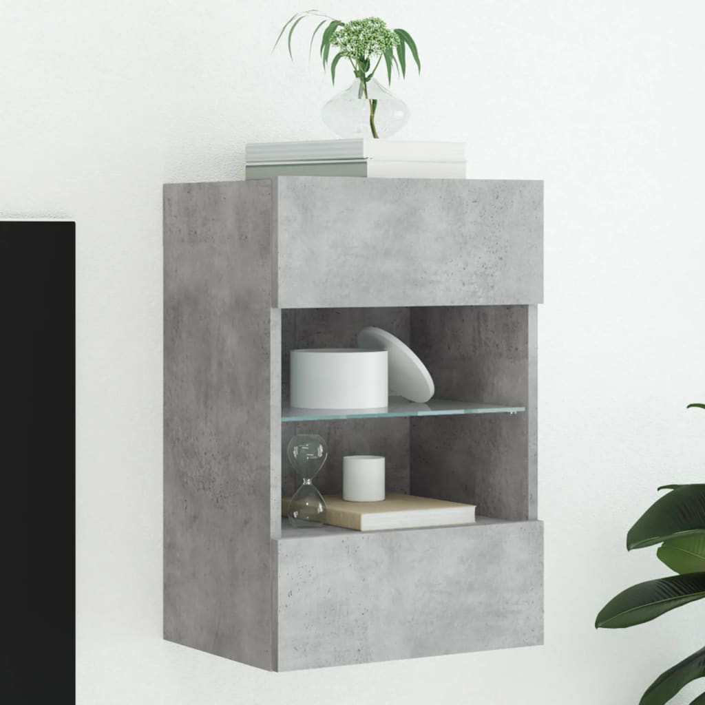 vidaXL TV-Wandschrank mit LED-Leuchten Betongrau 40x30x60,5 cm