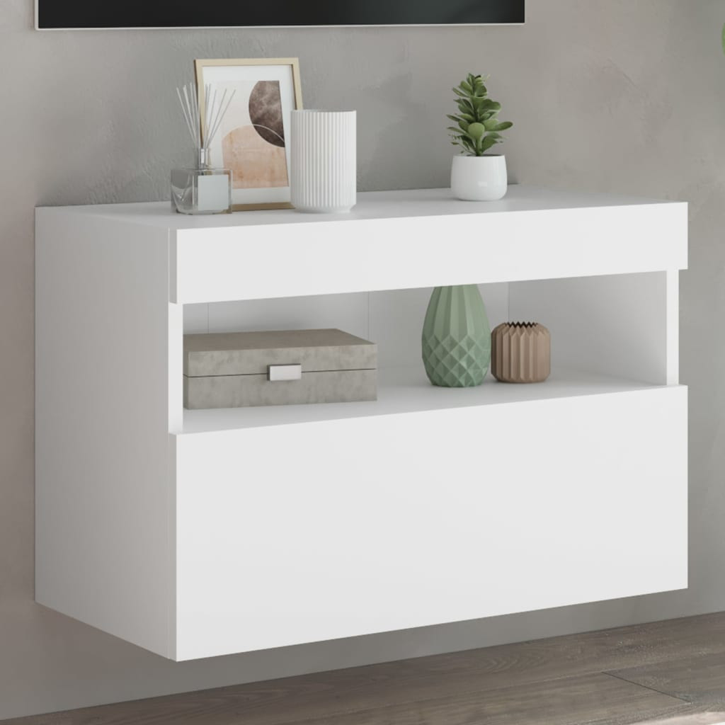 vidaXL TV-Wandschrank mit LED-Leuchten Weiß 60x30x40 cm
