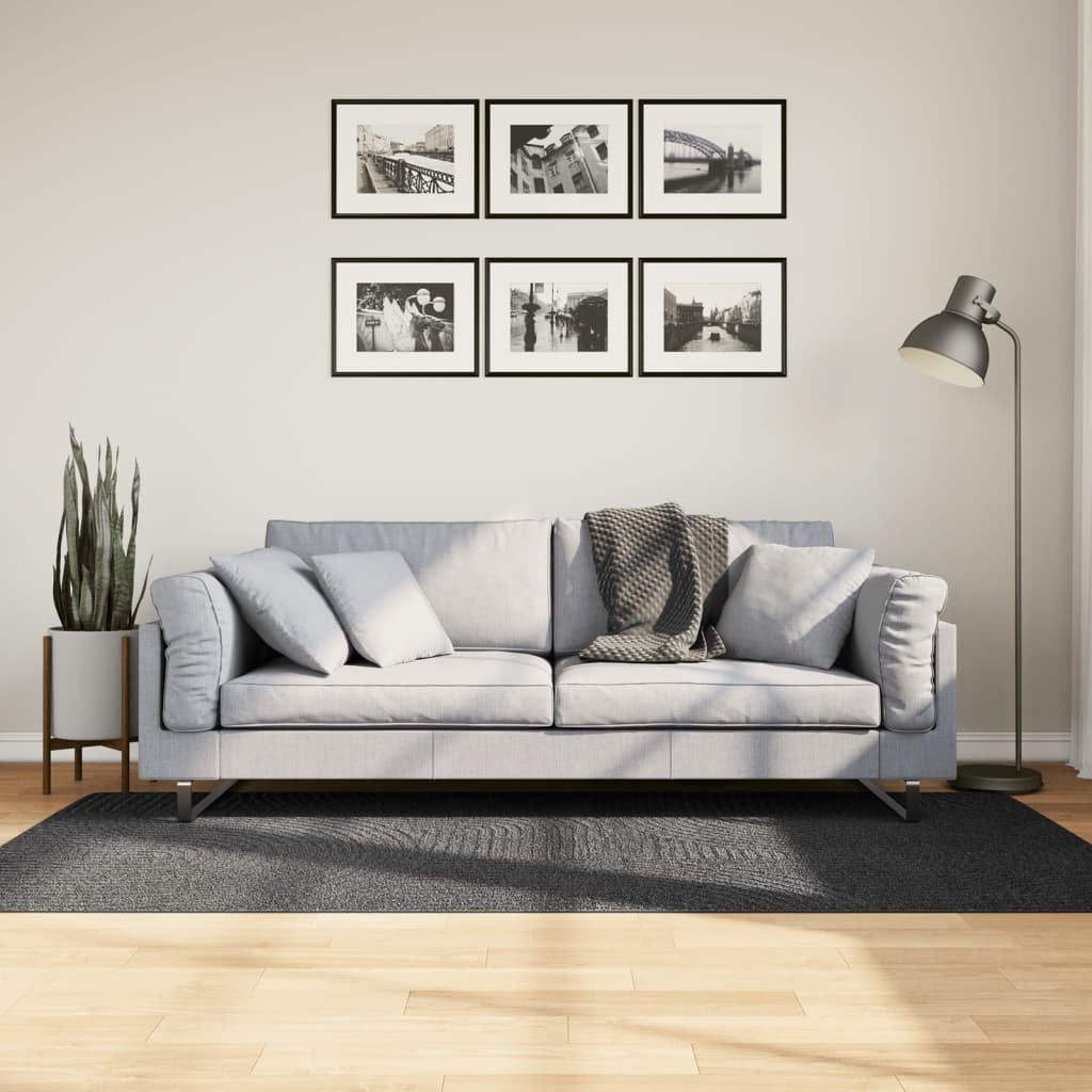 vidaXL Teppich IZA Kurzflor Skandi-Stil Anthrazit 100x200 cm